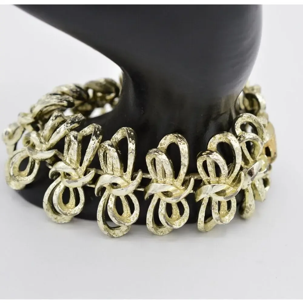 Coro Pegasus Vintage Bracelet Chunky Multi-Tone Metal Linked Signed 1940s Bin5